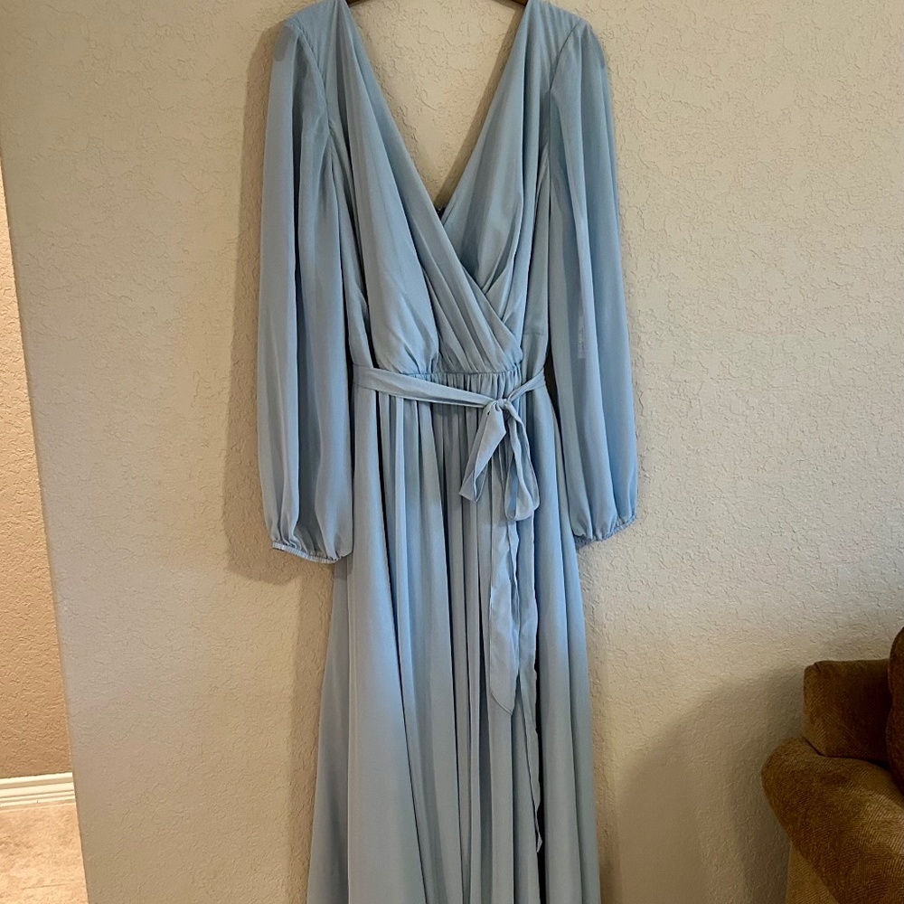 Long Sleeve Chiffon Dress w/ Split